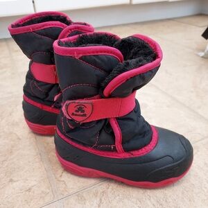 Kamik Black and Pink Kids Snow Boots